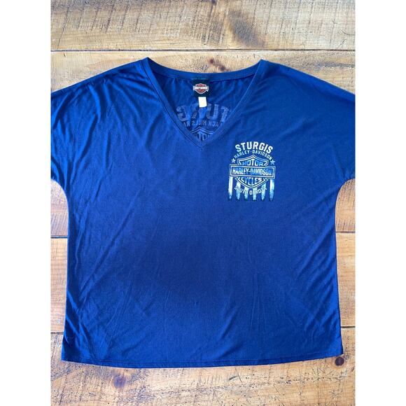 Womens Harley Davidson Black Sturgis Black Hills Rally Short Sleeve Shirt‎ Large - Picture 9 of 11